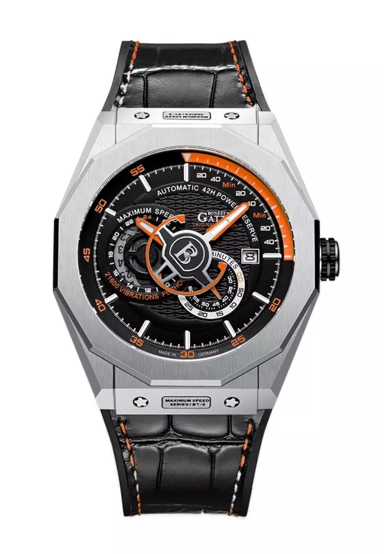 Automatic Unisex Stainless Steel Watch, Leather Strap
