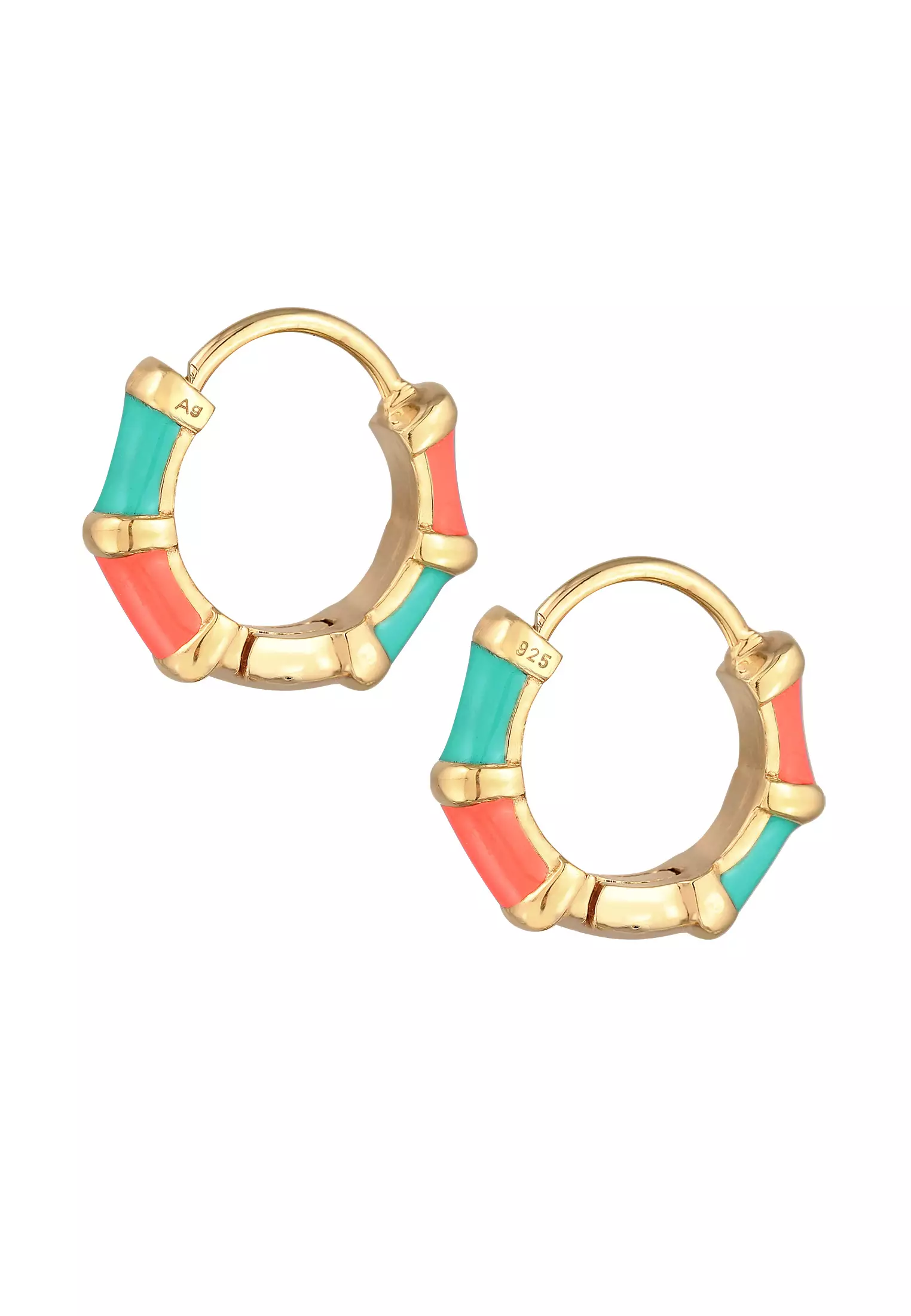 耳环克里奥尔人趋势彩色搪瓷金镀金