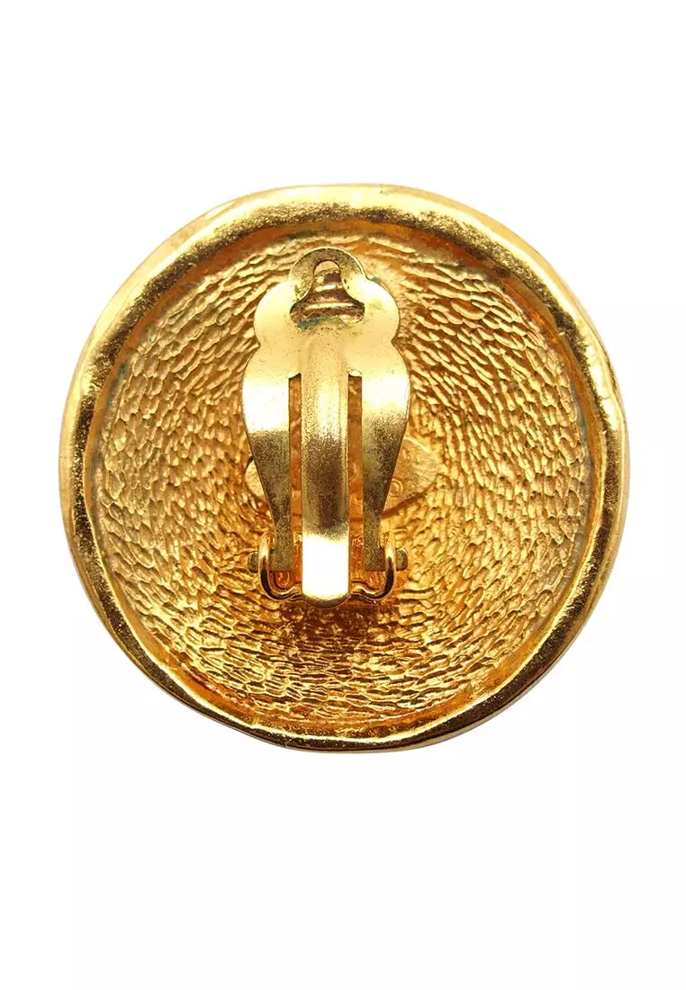 Pre-Loved Chanel Gold Plated 31 Rue Cambon Round Clip On Earrings