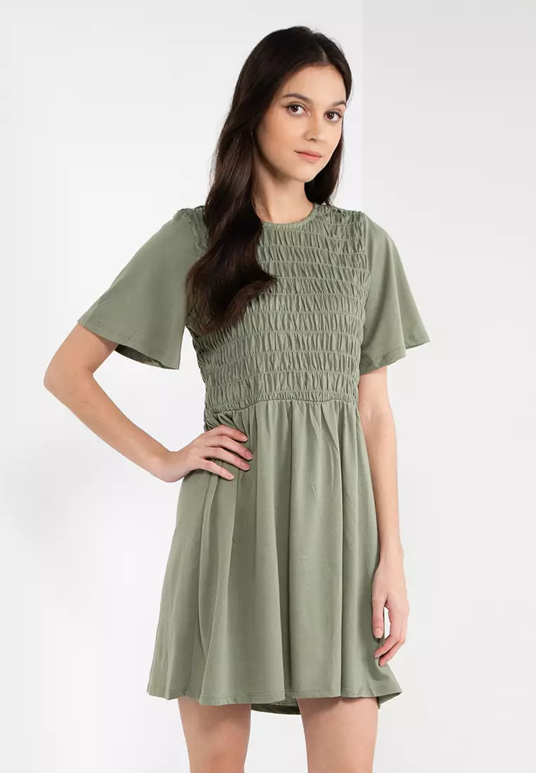 JACQUELINE DE YONG Carlie Frulla Short Sleeves Smock Dress 2024