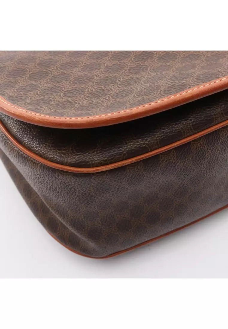 Pre-Loved Celine Macadam Shoulder bag PVC leather Dark brown Brown