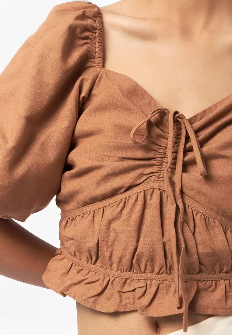 Jual COLORBOX Puff Sleeves Cropped Top Original 2025 ZALORA