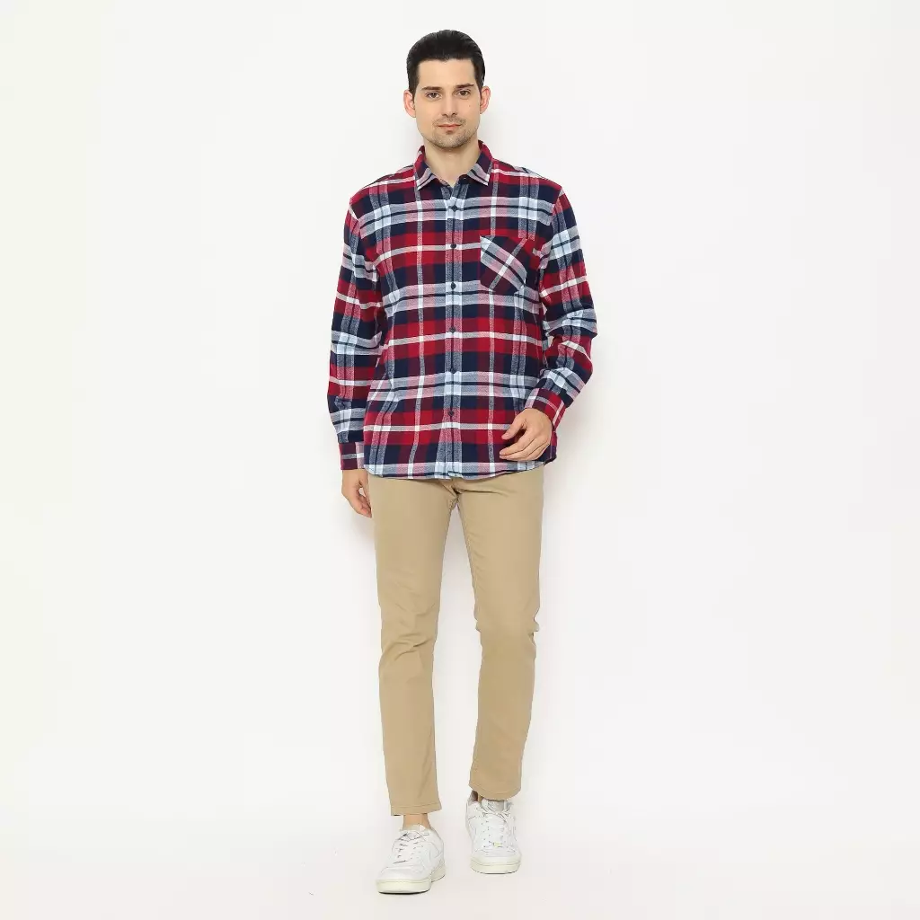 AMK Kemeja Pria Flannel Lengan Panjang SHF KENZO L/S Maroon