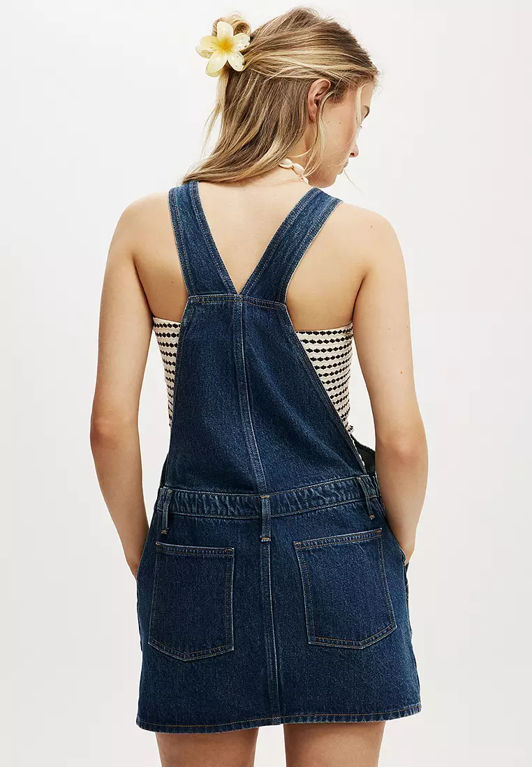 Denim Mini Pinafore Dress