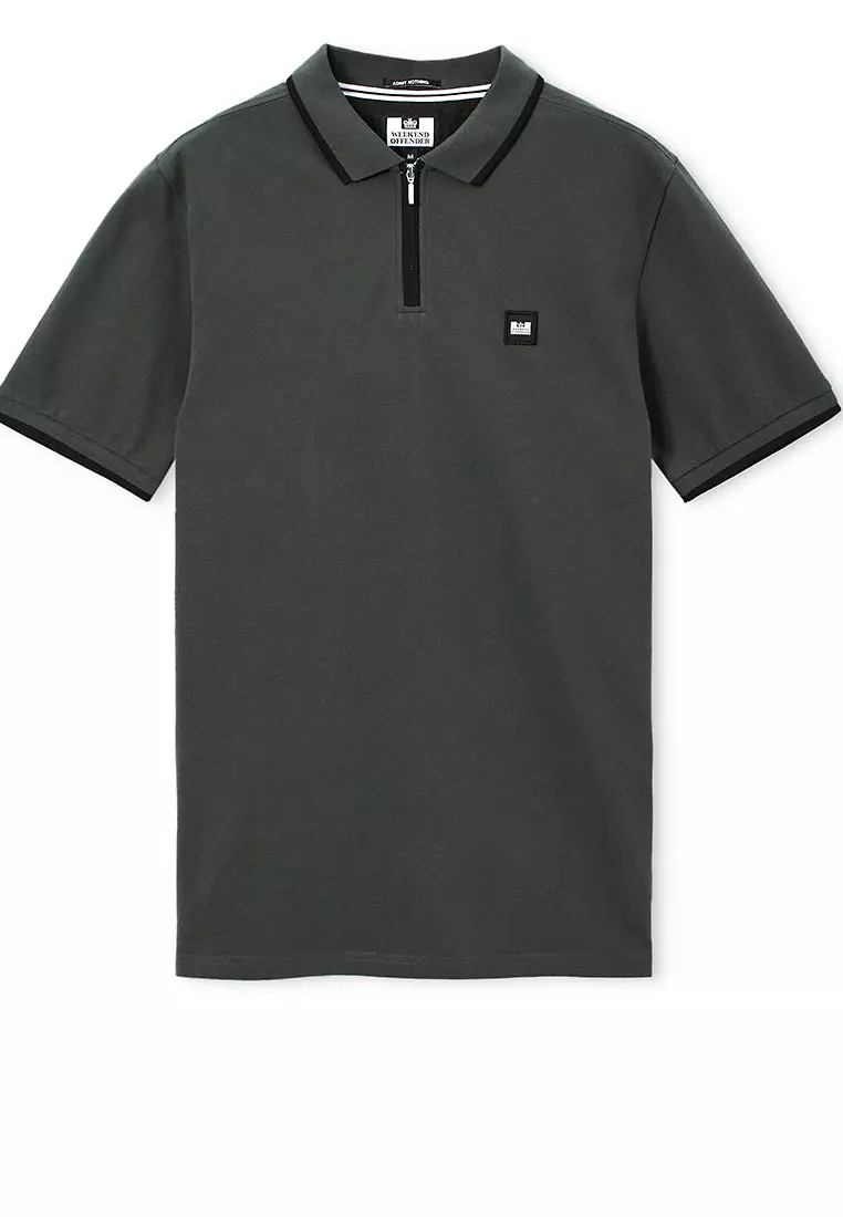 MENS CYCLONE/BLACK MONTI ZIP POLO WITH PARACHUTE DETAIL
