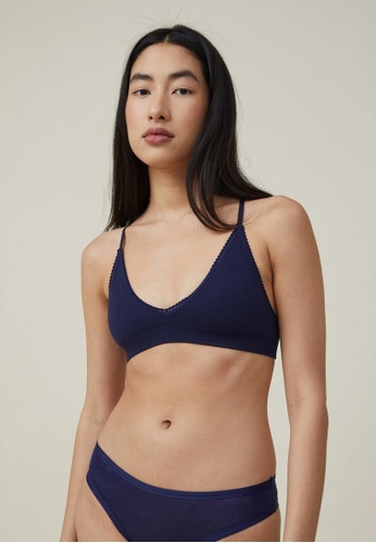 Cotton On Body navy Seamless Triangle Padded Bralette BEA6CUS8C3A126GS_1