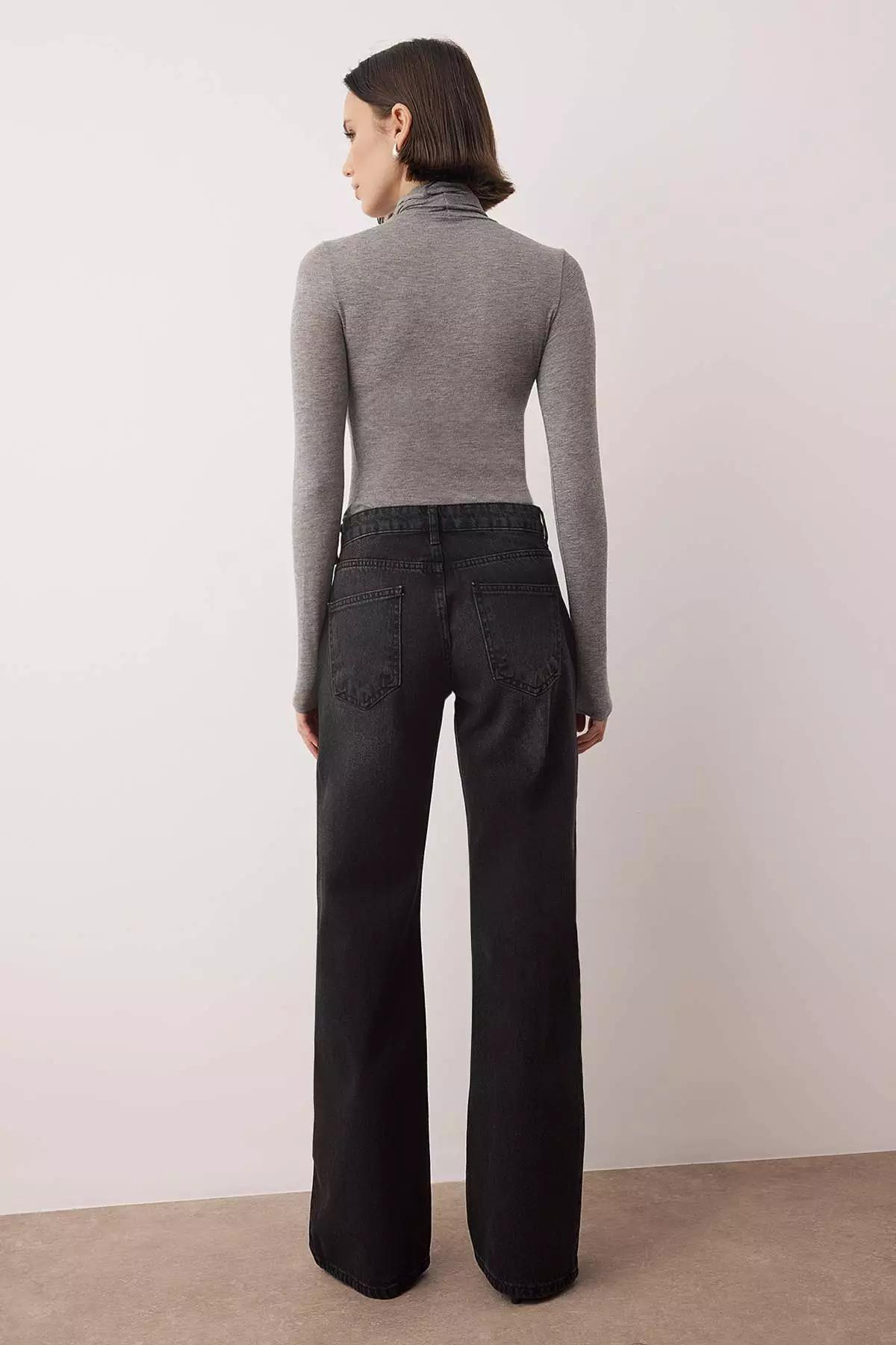 Black Low Waist Wide Leg Wide Leg Jeans Twoaw26Je75