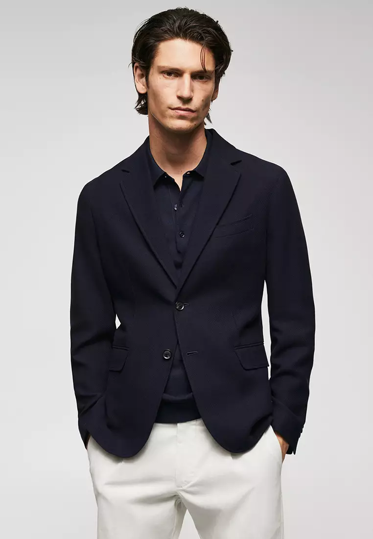 Mens blue top cotton blazer