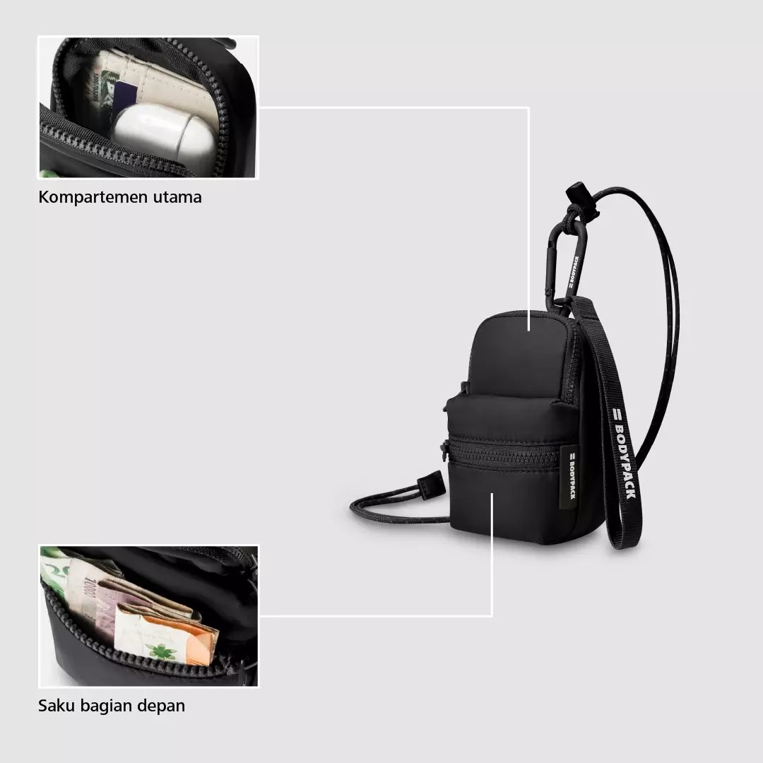 Bodypack Ardent Pouch Coin Pouch Dompet Koin Travel Praktis - Hitam