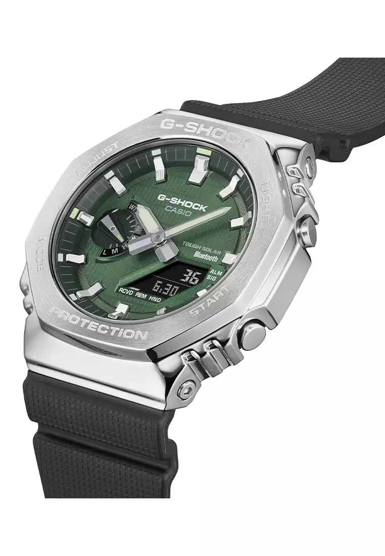 Casio G-SHOCK G-Steel GBM-2100-1A3 Jam Tangan Analog Digital Pria - Green Dial Black Resin Band