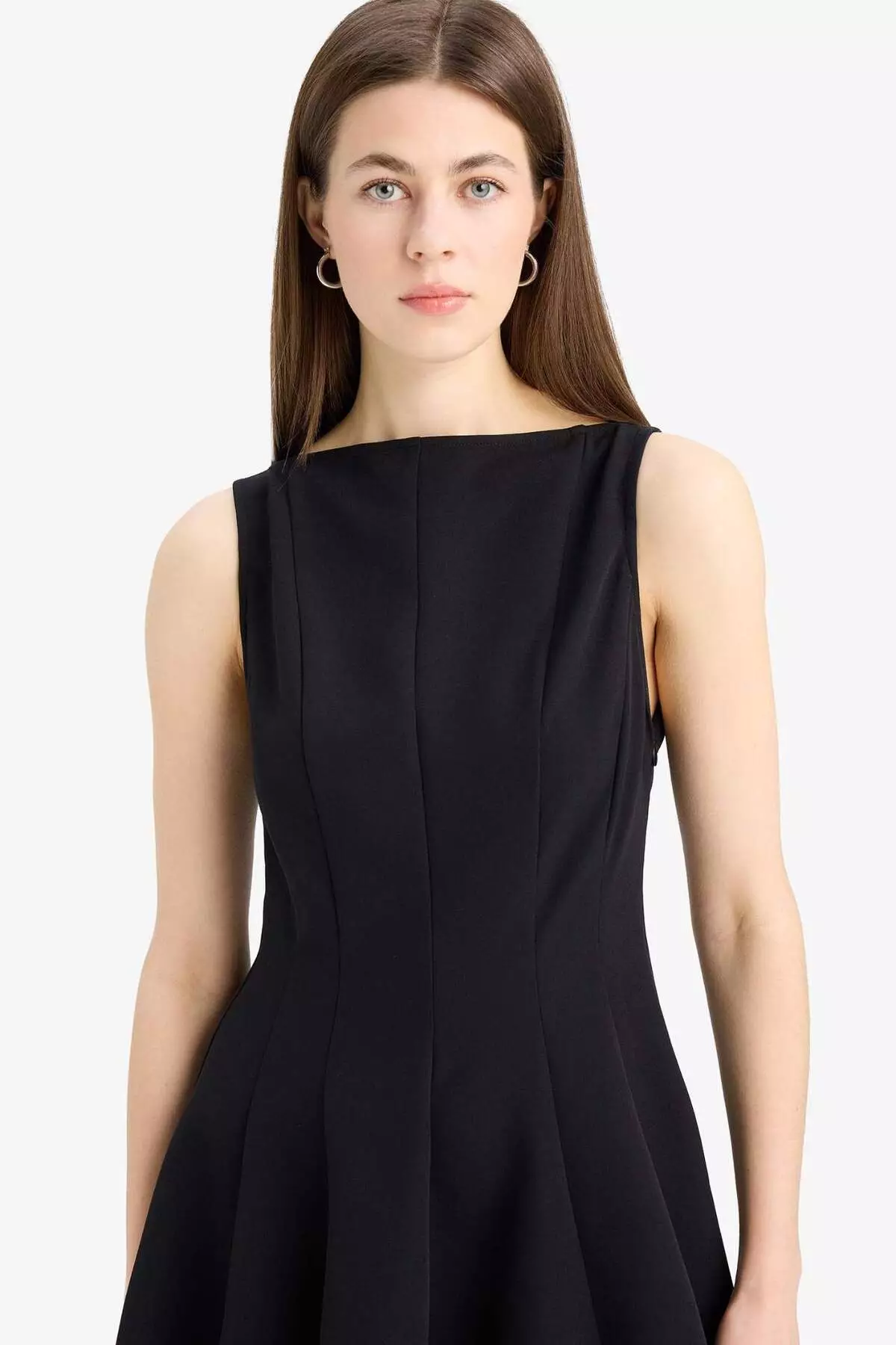 Boat Neck Basic Plain Sleeveless Mini Dress F0205Ax25Sp