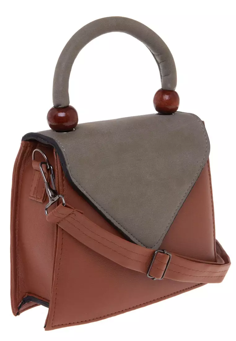 Nika Tas Slempang Wanita Slingbag Dual Tone Color Premium Quality - Mocca