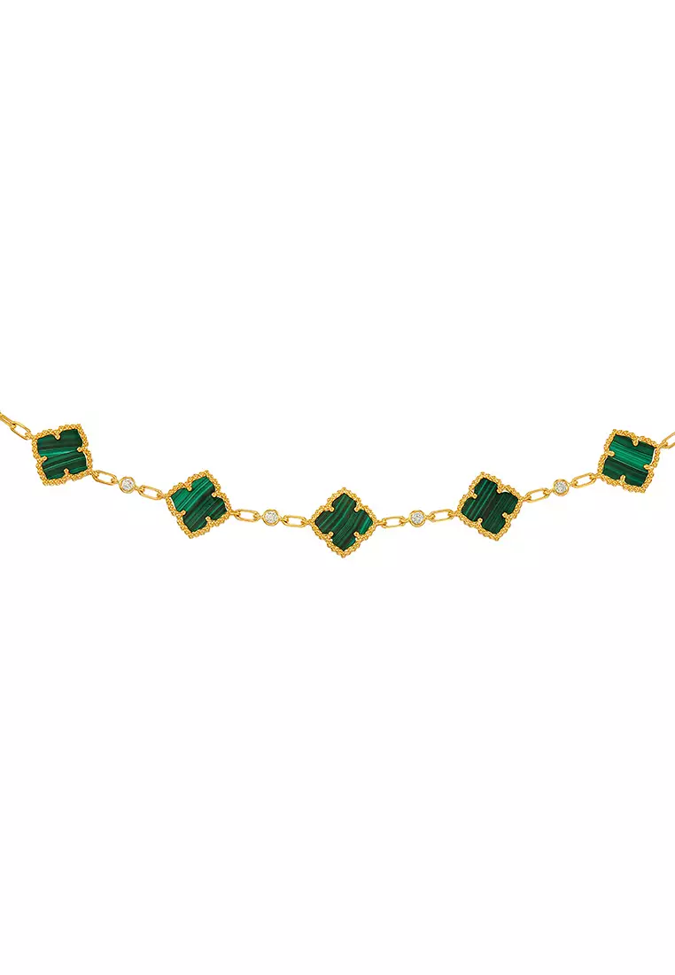 HABIB AL-ZAHRA | Fancy Cut Green Malachite and Diamond Bracelet in 750/18K Yellow Gold 681961124(YG)-MALA