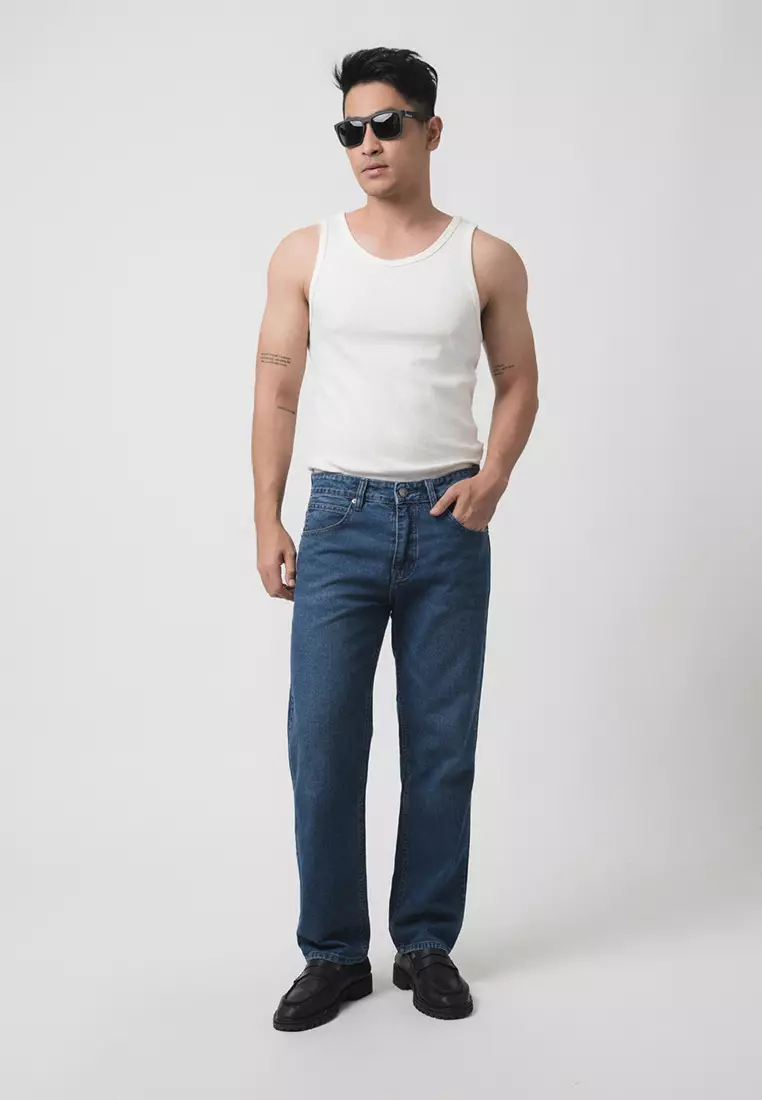 Straight Slim Fit Premium Jeans - Mid Indigo