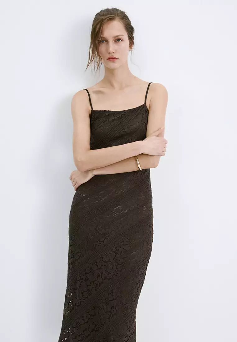 Semi-Transparent Lace Midi Dress