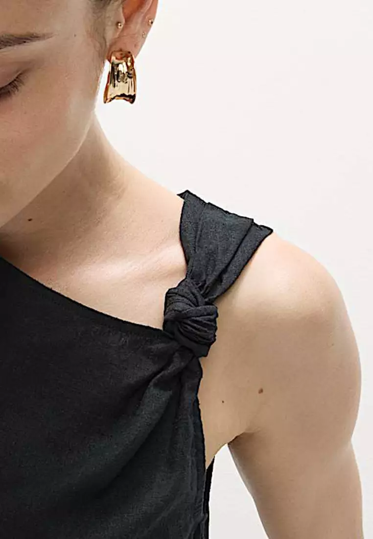 Linen Rich Twist One Shoulder Top