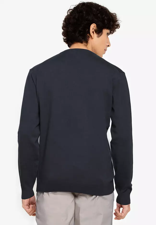 彈性棉質 V 領毛衣