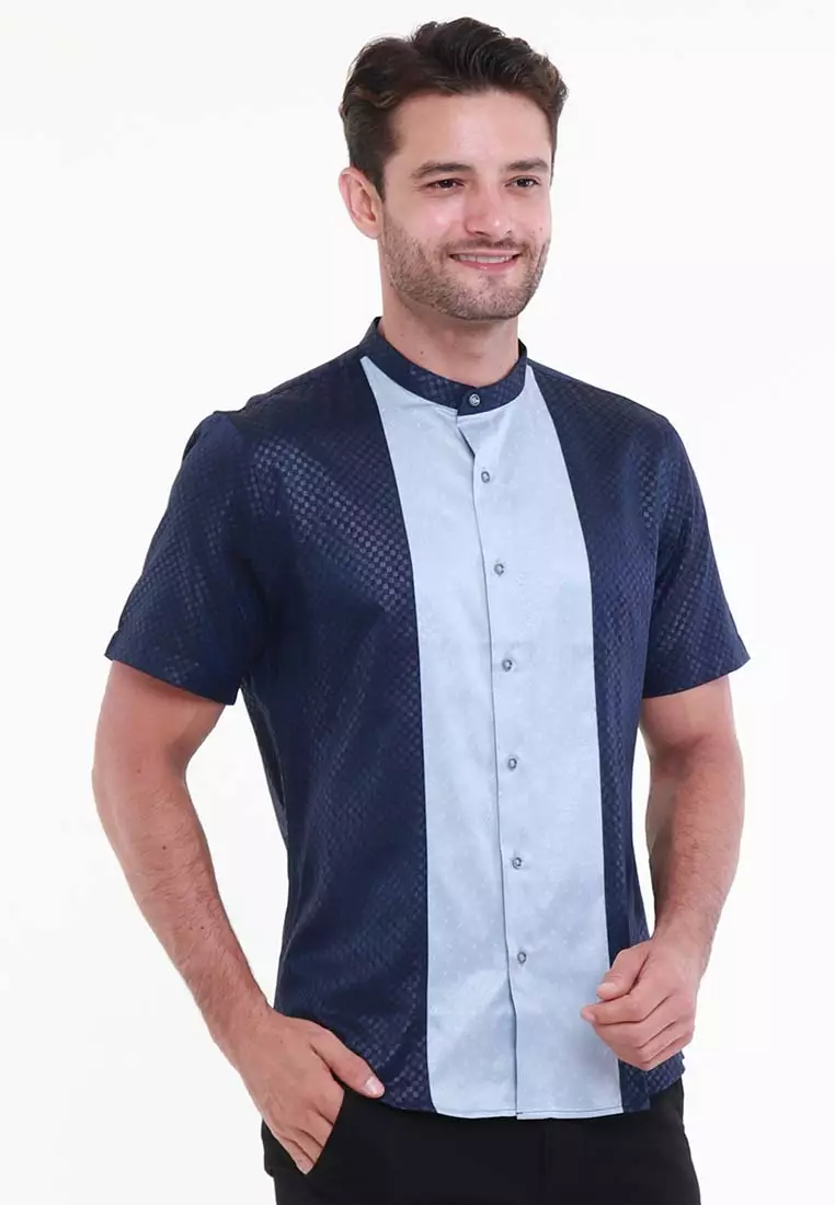 MAGINOT ZITIQ B NAVY Koko Slim Fit Lengan Pendek