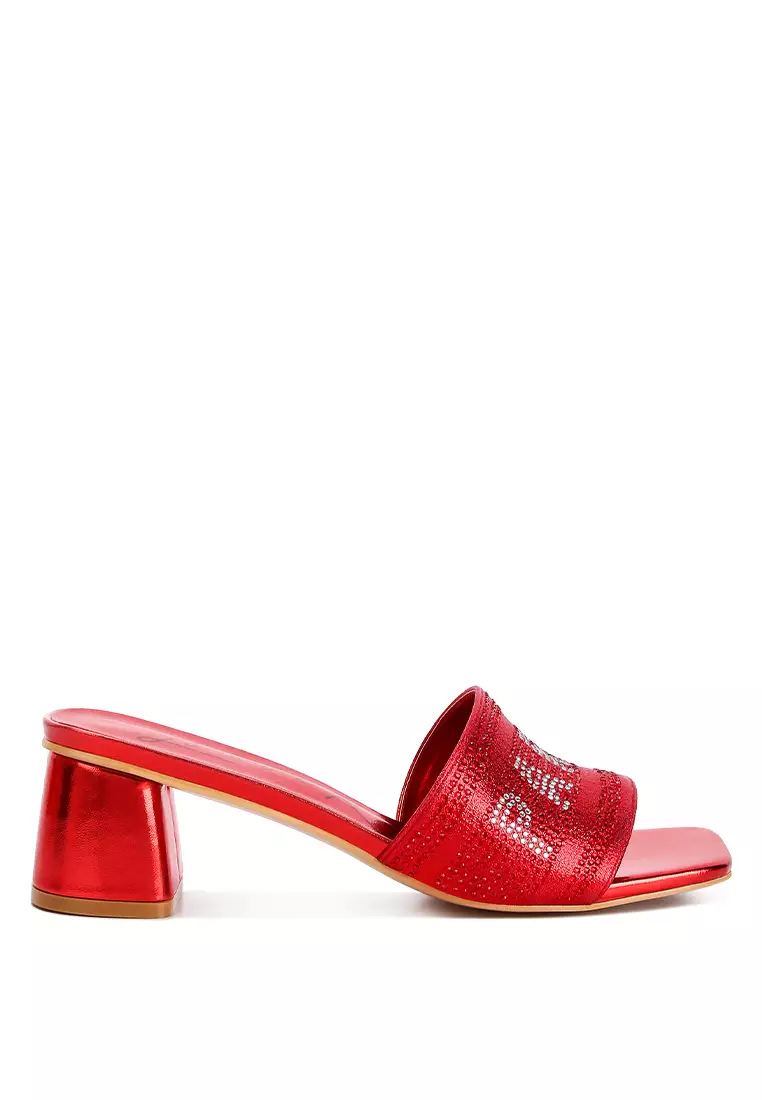 Discount on London Rag  shoes - SKU: Red Rhinestone Embellished Paris Sandals