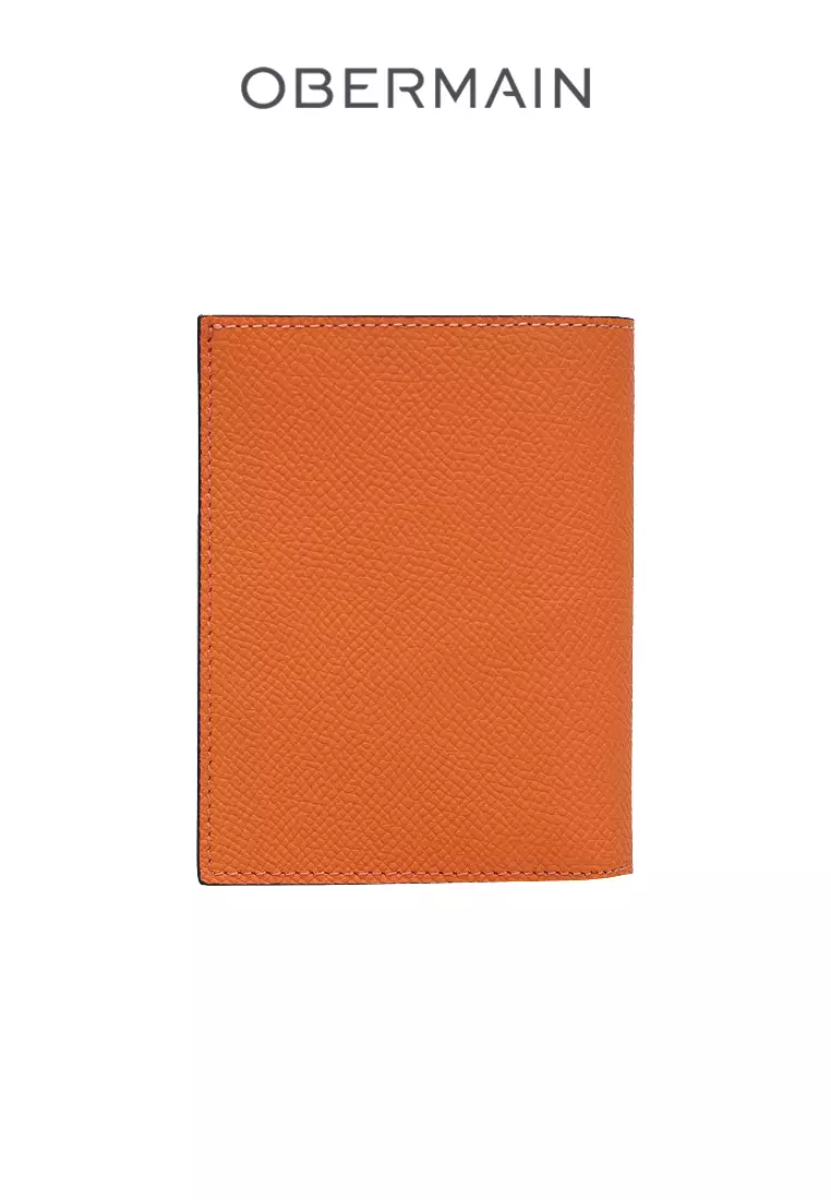 Ladies RFID Tall Wallet Genuine Leather Orange