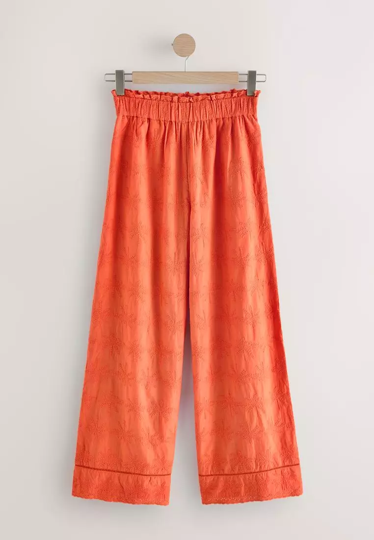 Embroidered Wide Leg Trousers