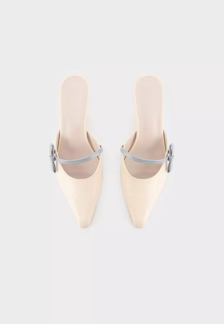 SCULPTURE HEEL MULE WITH BOW DETAIL