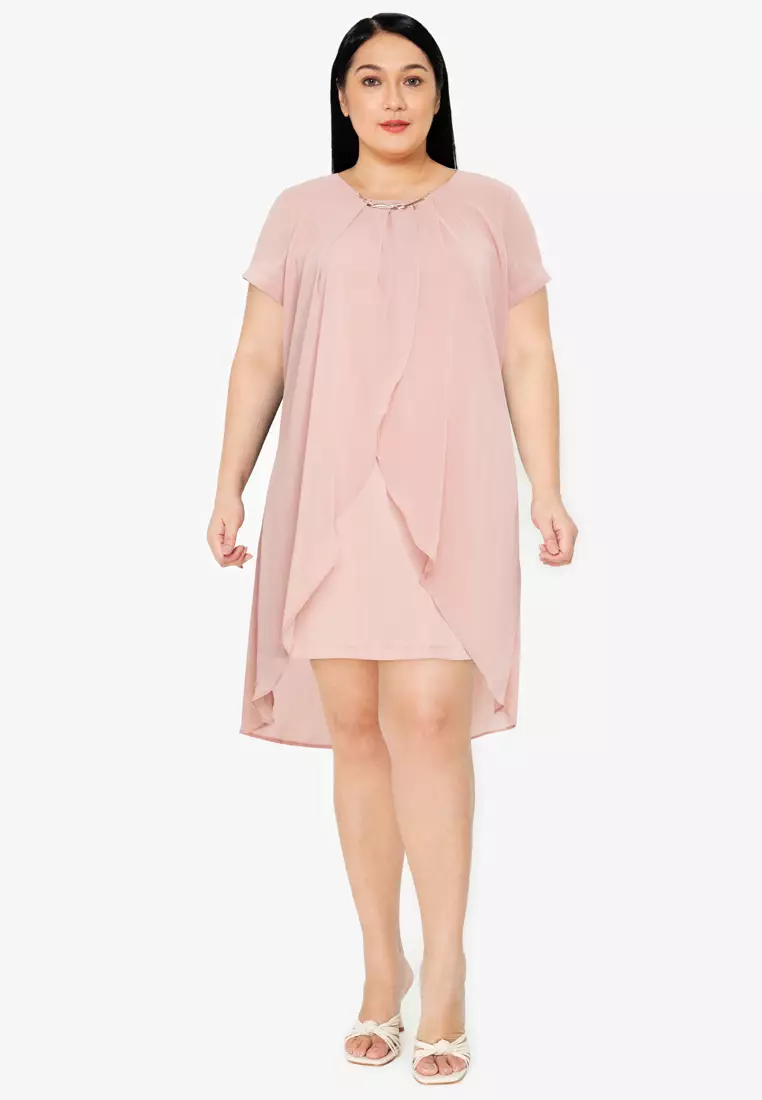 Buy Divina Plus Size Overlap Shift Dress 2024 Online | ZALORA Philippines