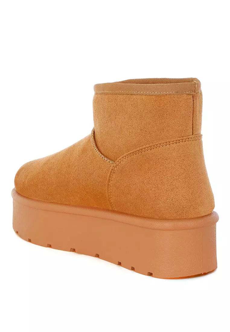 Sepatu Salju Microfiber Lembut Warna Tan