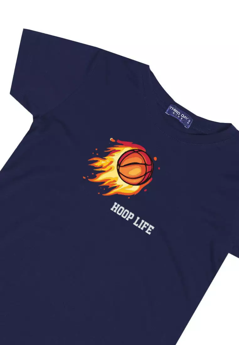 KU051 Kaos Anak Bahan Adem Halus "hoop life" navy