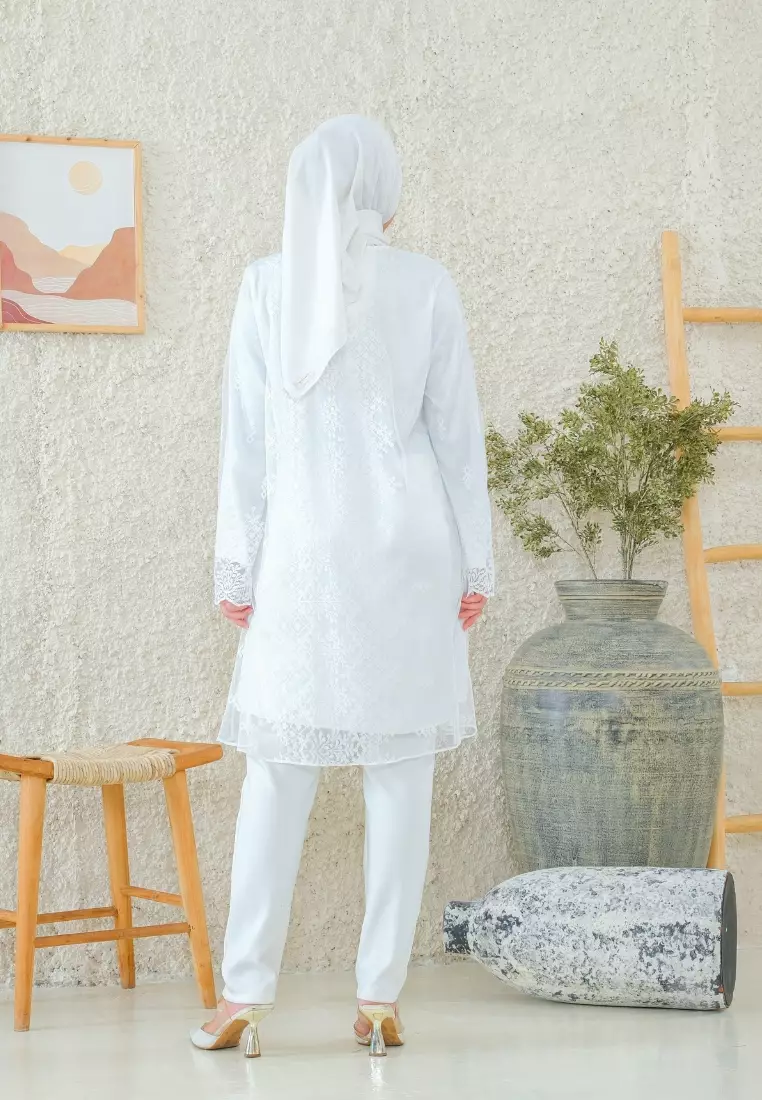 Tunic Brokat White Payet Elegan Look By Brilliant Girl