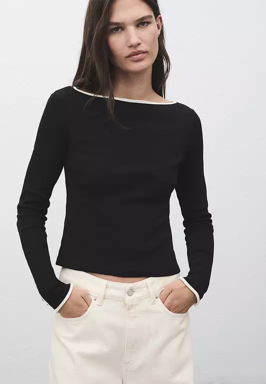 Cotton T-Shirt with Buttoned Cuffs