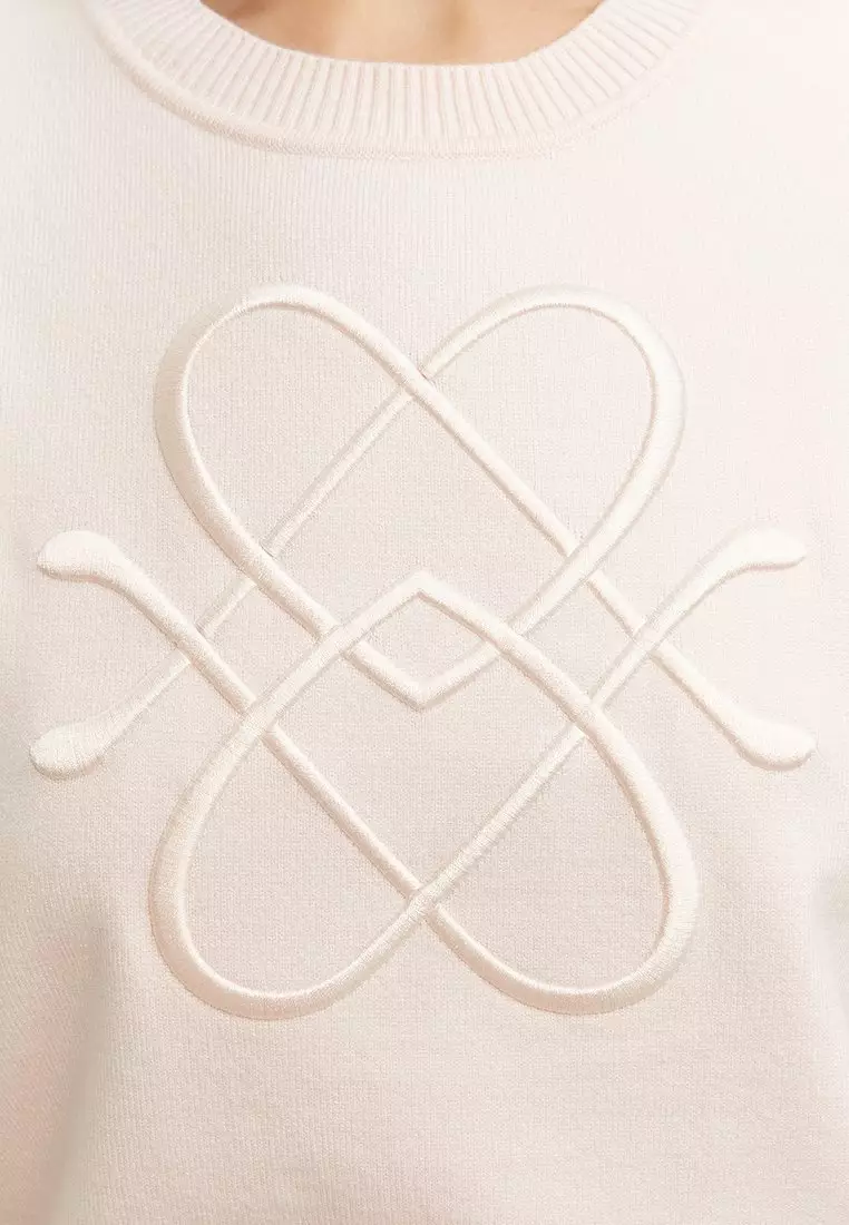 Embroidered Knit Top - Light Pink