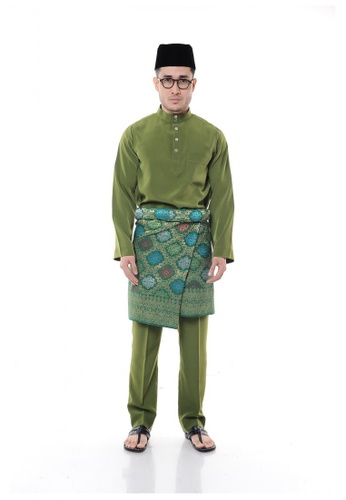 Buy Bmo Bmo Set Baju Melayu Japanese Crepe Cekak Musang Olive Green Online Zalora Malaysia