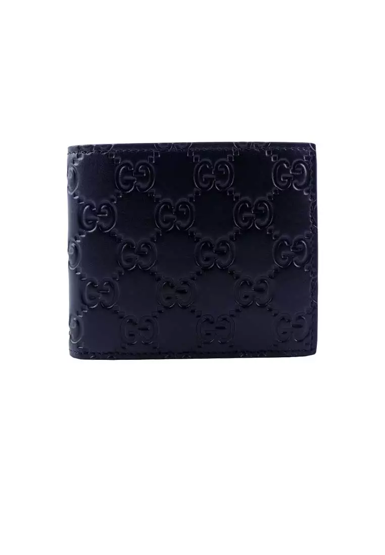 Buy Gucci Men's Signature GG Leather Bifold Wallet Navy 779836
