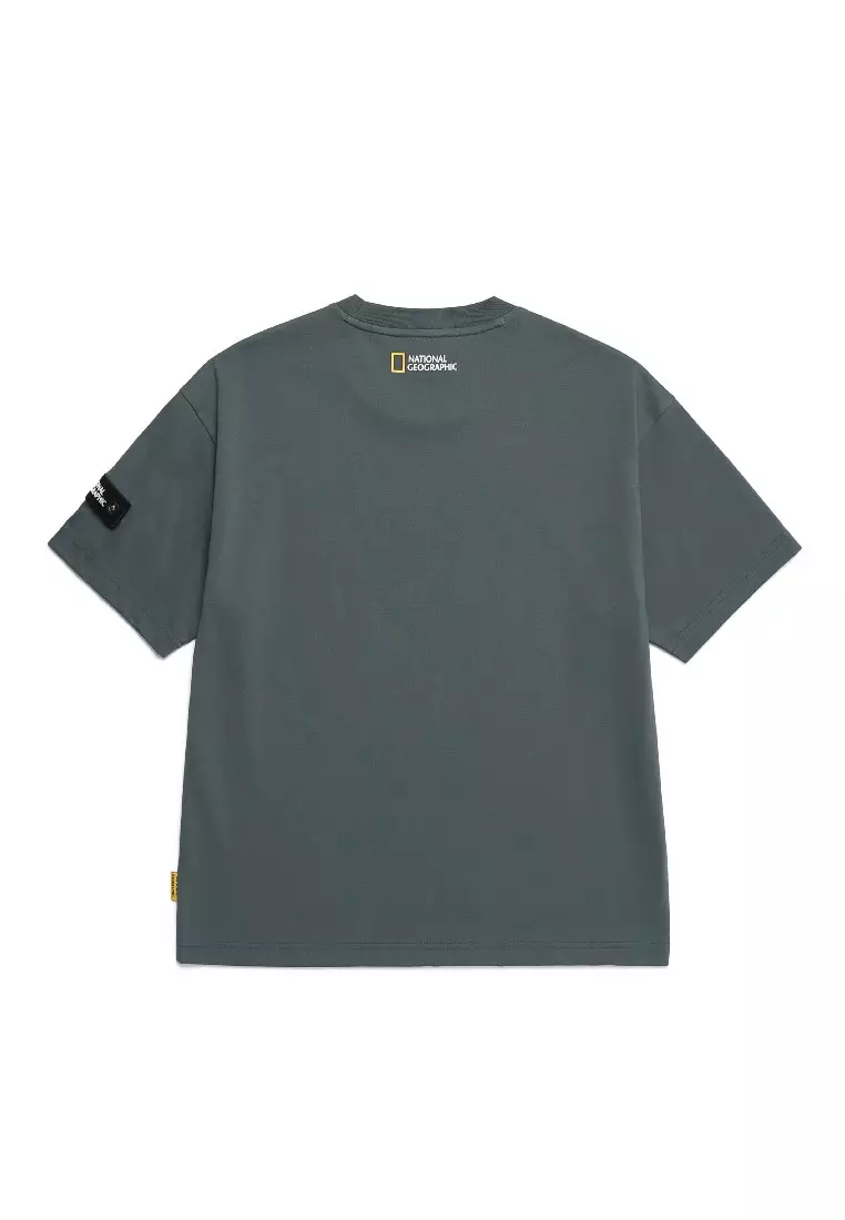 男女同款徽章半寬鬆短袖T恤