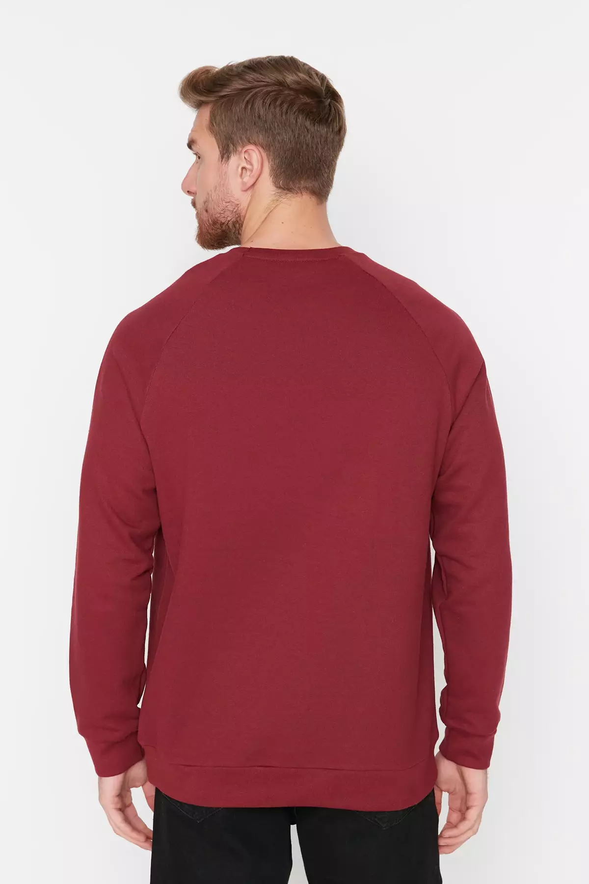 Buy Trendyol Claret Red Men's Basic Regular/Normal Wear Sweatshirt with a  Soft Pillow, Crew Neck. 2024 Online
