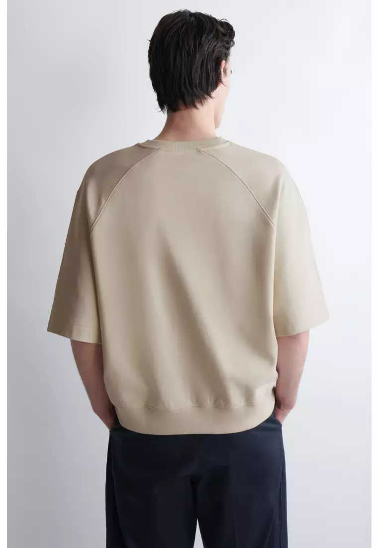 OVERSIZED SHORT-SLEEVED COTTON SWEATSHIRT