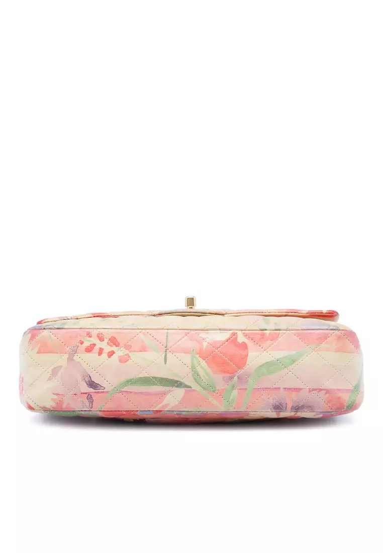 Pre-Loved Chanel Medium Classic Lambskin Tropical Flower Print Double Flap