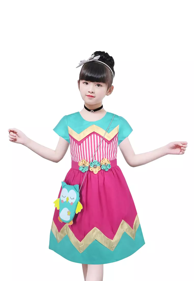 Two Mix Baju Anak Perempuan Fashion Usia 1-12 Tahun Bahan Kain Katun Bonus Tas Anak Gratis Lucu Owl 4248