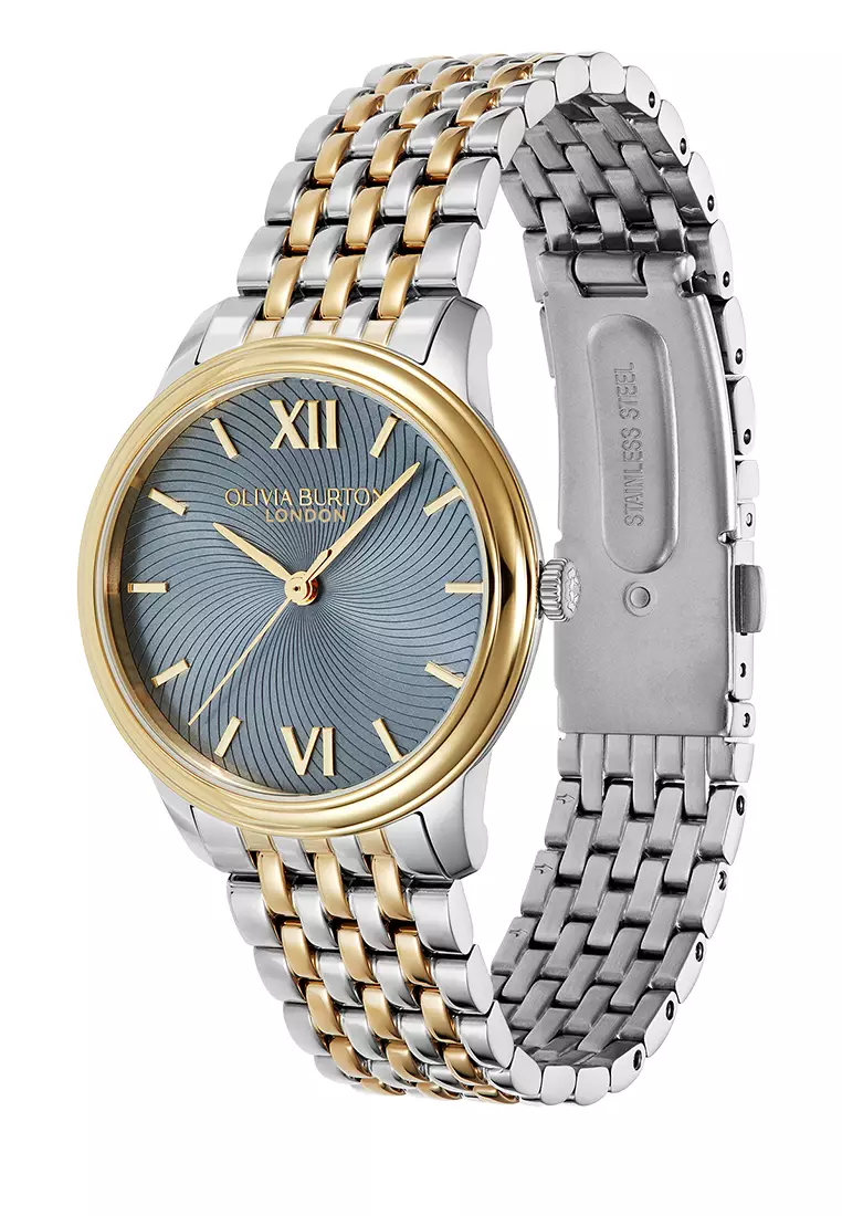 Olivia Burton 32mm Classic Swirl Chalk Blue & Two Tone Link Watch - 24000132