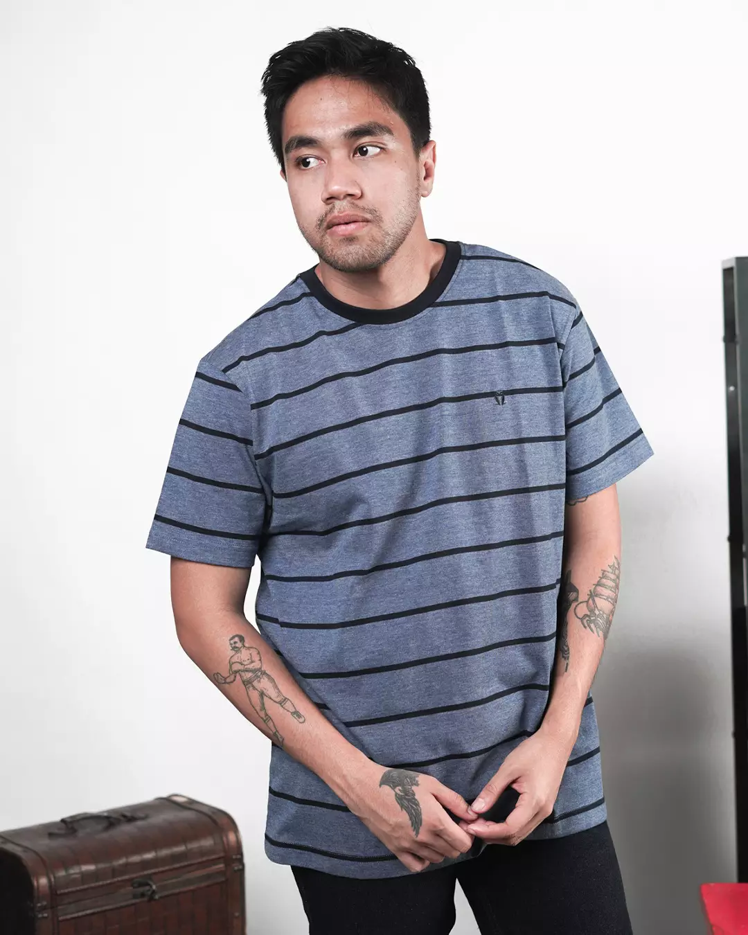 MATSUDA T Shirt Pria Kaos Stripe Ogaki