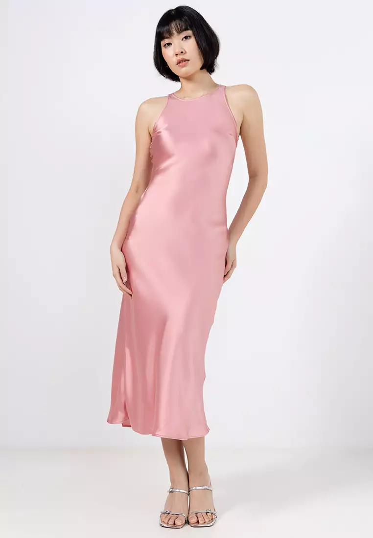 Sleeveless Satin Midi Dress