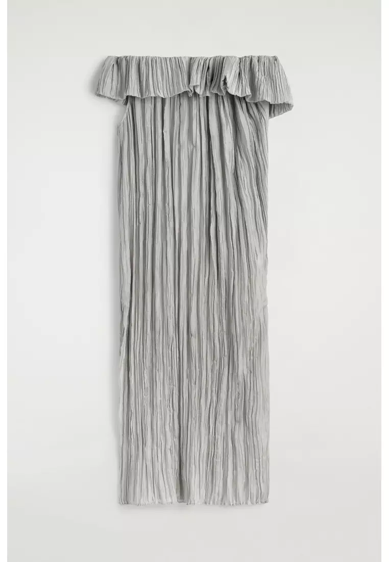 ASYMMETRIC PLEATED SILK GOWN