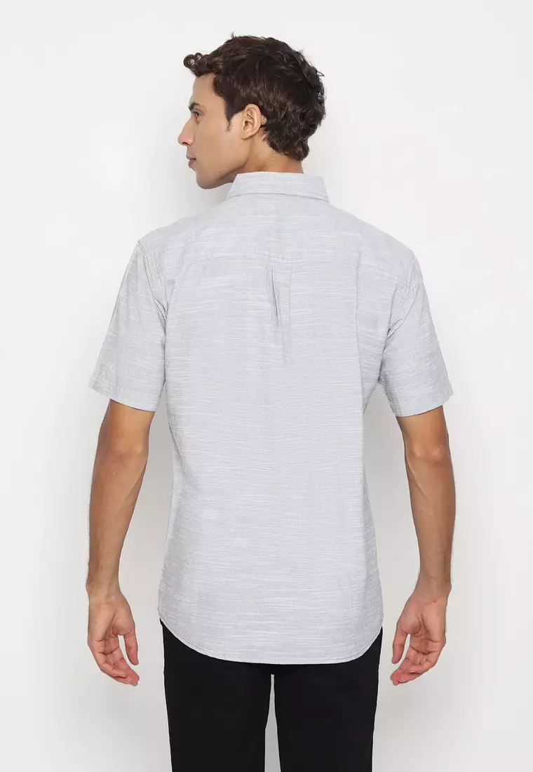 RBJ Kemeja Polos Cotton Abu Regular Fit Pria