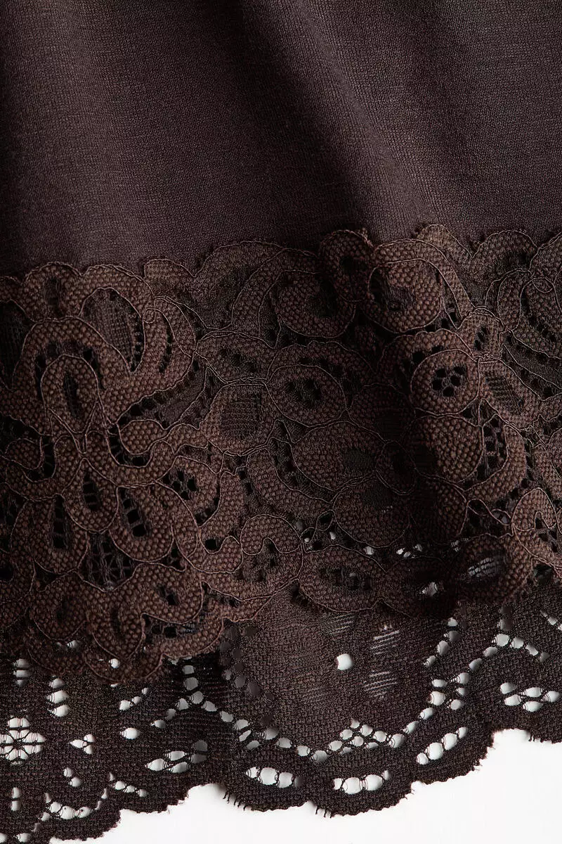 Lace-trimmed jersey dress