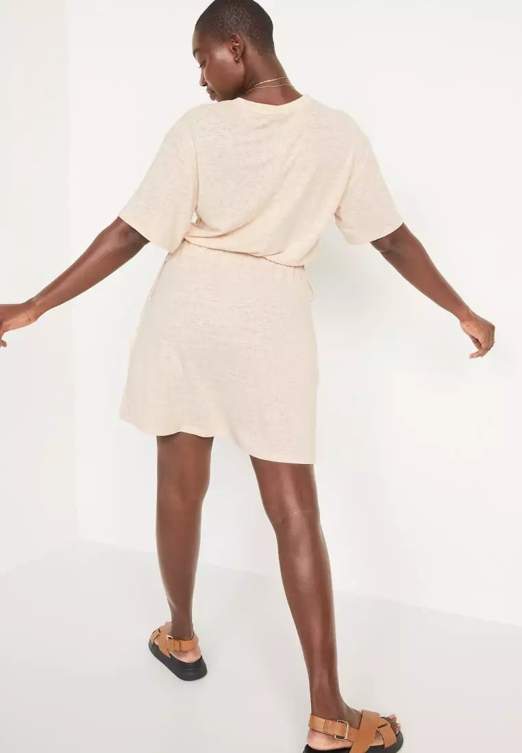 Buy Old Navy Waist-Defined Short-Sleeve Linen-Blend Mini Dress for Women  2026 Online | ZALORA Philippines