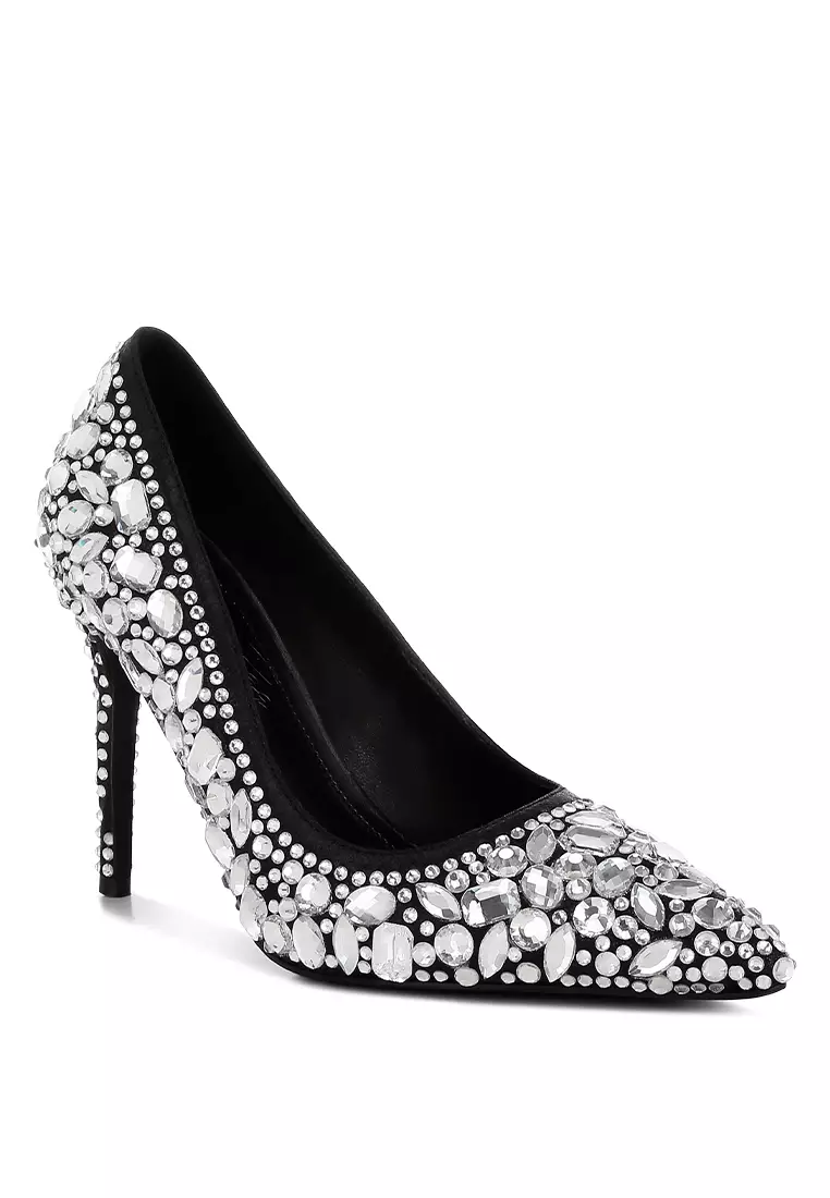 Diamante & Rhinestone Embellishments Pumps in Black