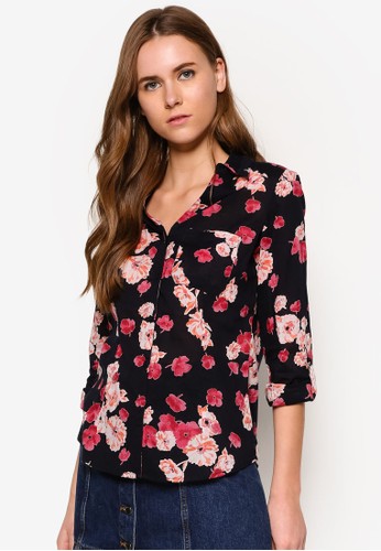 棉質花色襯衫, 服zalora時尚購物網的koumi koumi飾, 服飾
