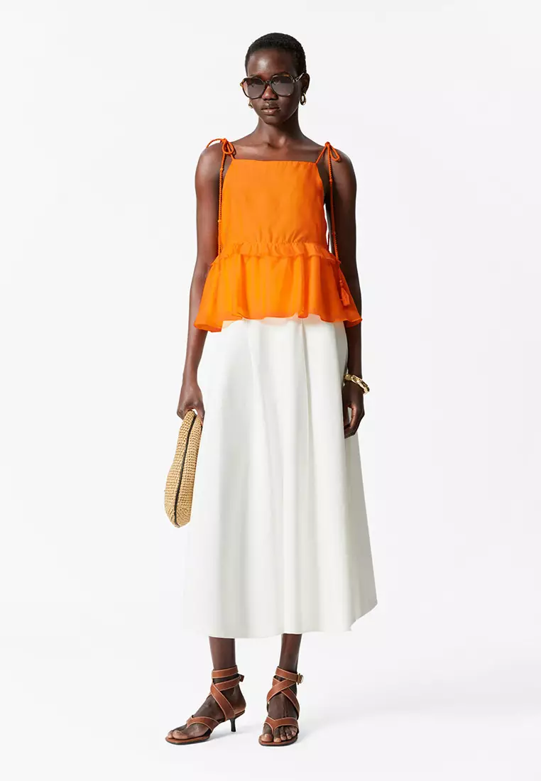 Peplum-Frill Strap Top