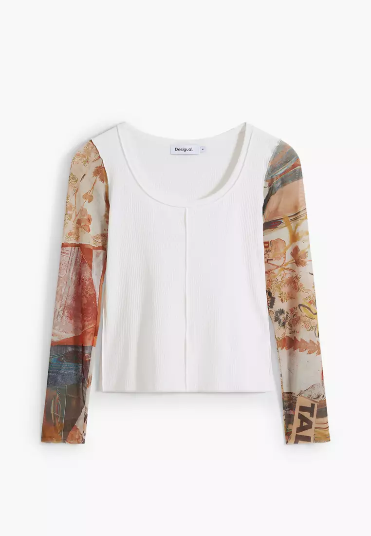 Chiffon sleeve T-shirt